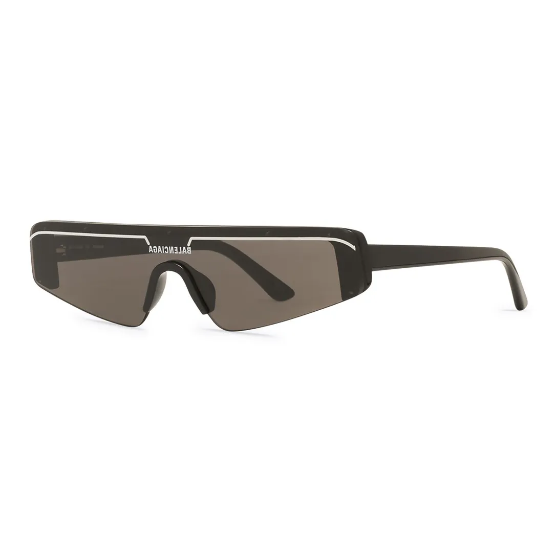 Balenciaga Logo Print Rectangle Frame Mask Sunglasses