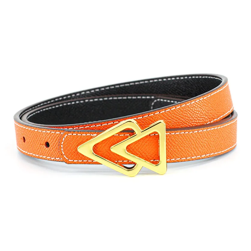 PISHUSHU Коммутирование Двойной Слой Функциональная Корова Кожа Мягкий Застежка Ремень Женский Оранжевый Ширина 1,8 см