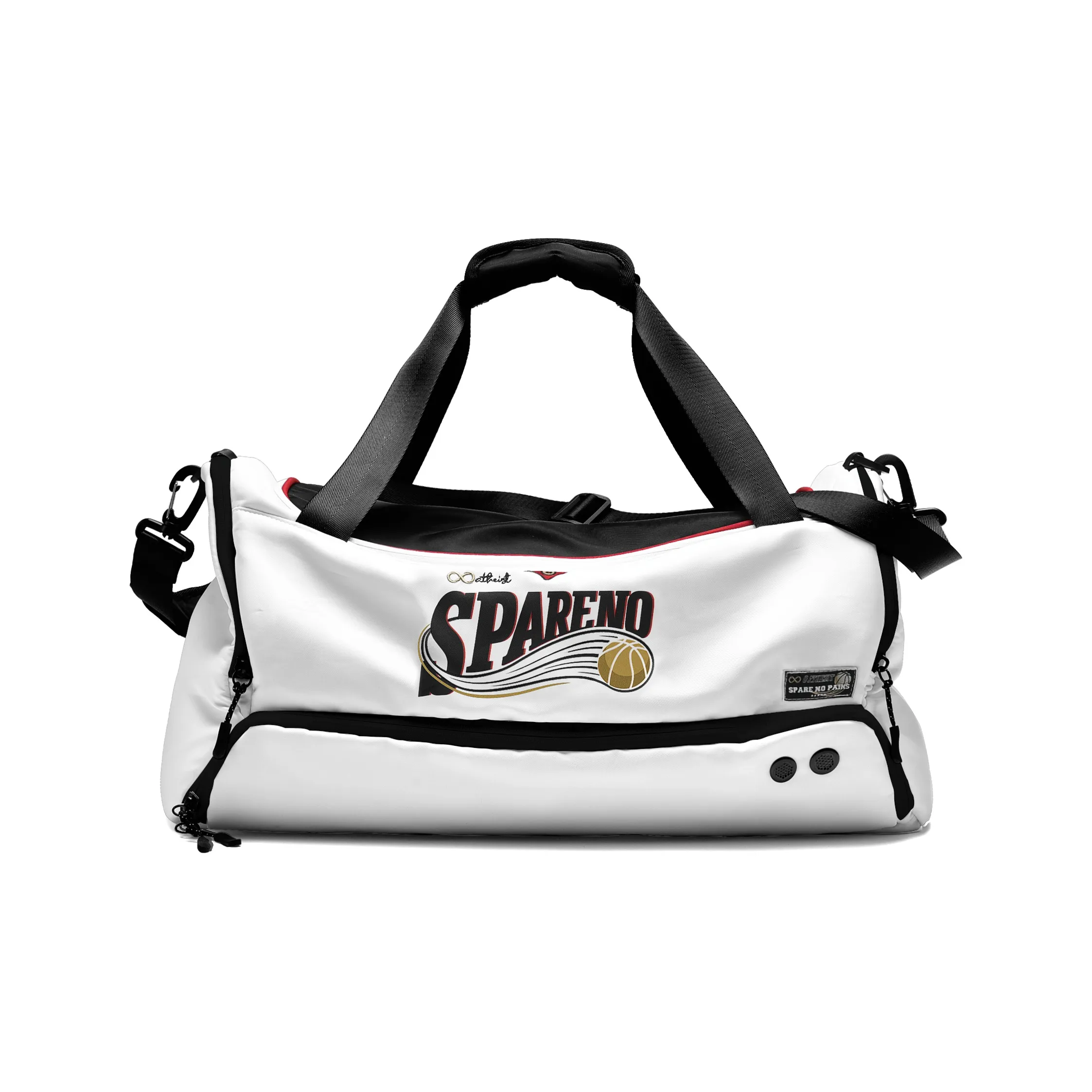 Spare No Pains. Polyester Basketball Bag, Crossbody Handbag, Gym Bag Large Unisex White
