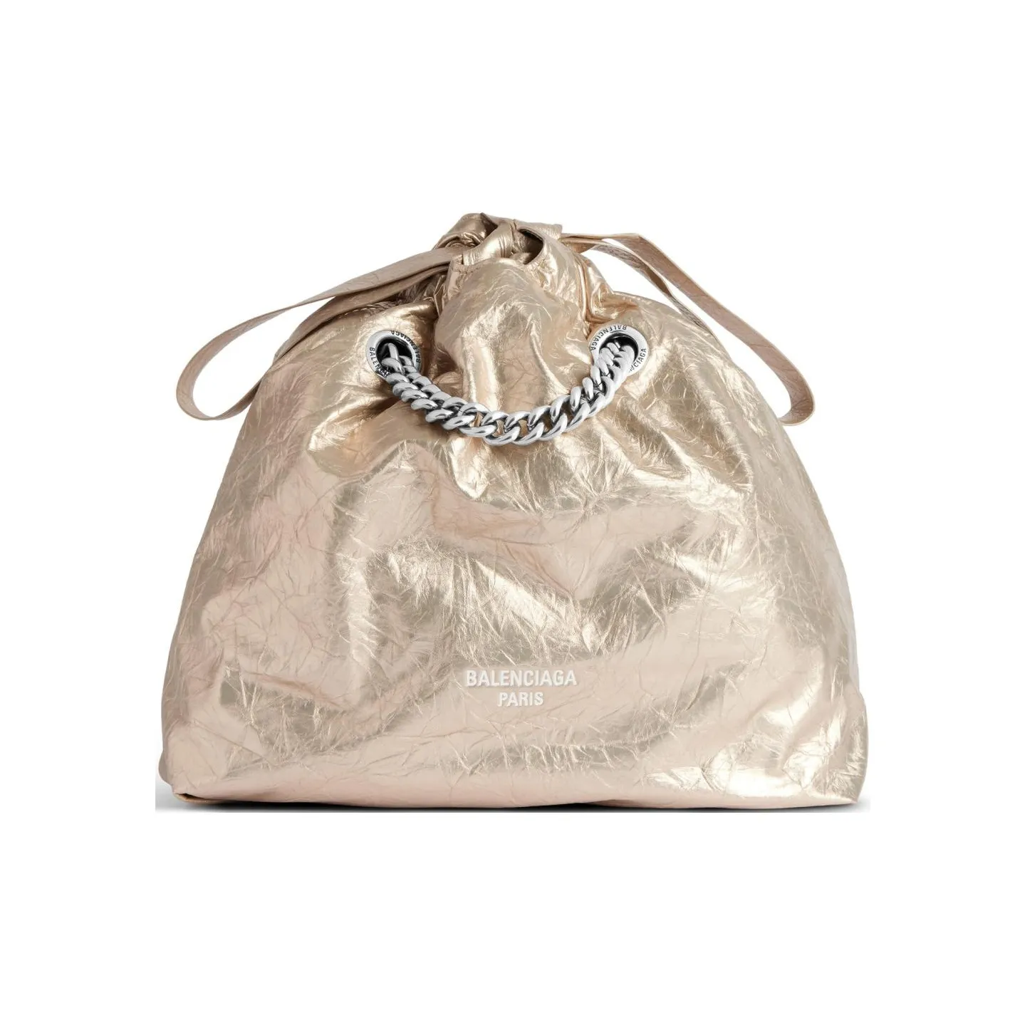 Balenciaga Small Crush Metallic Drawstring Tote Bag