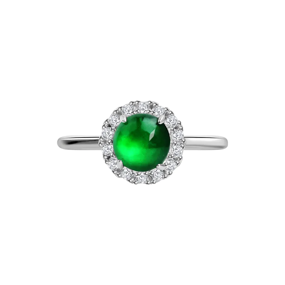 Princess Cui Glutinous Jade 925 Sterling Silver Jadeite Ring Women's