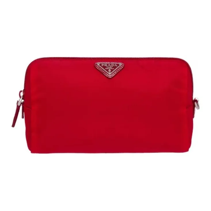PRADA Nylon Makeup Bag Women's Red