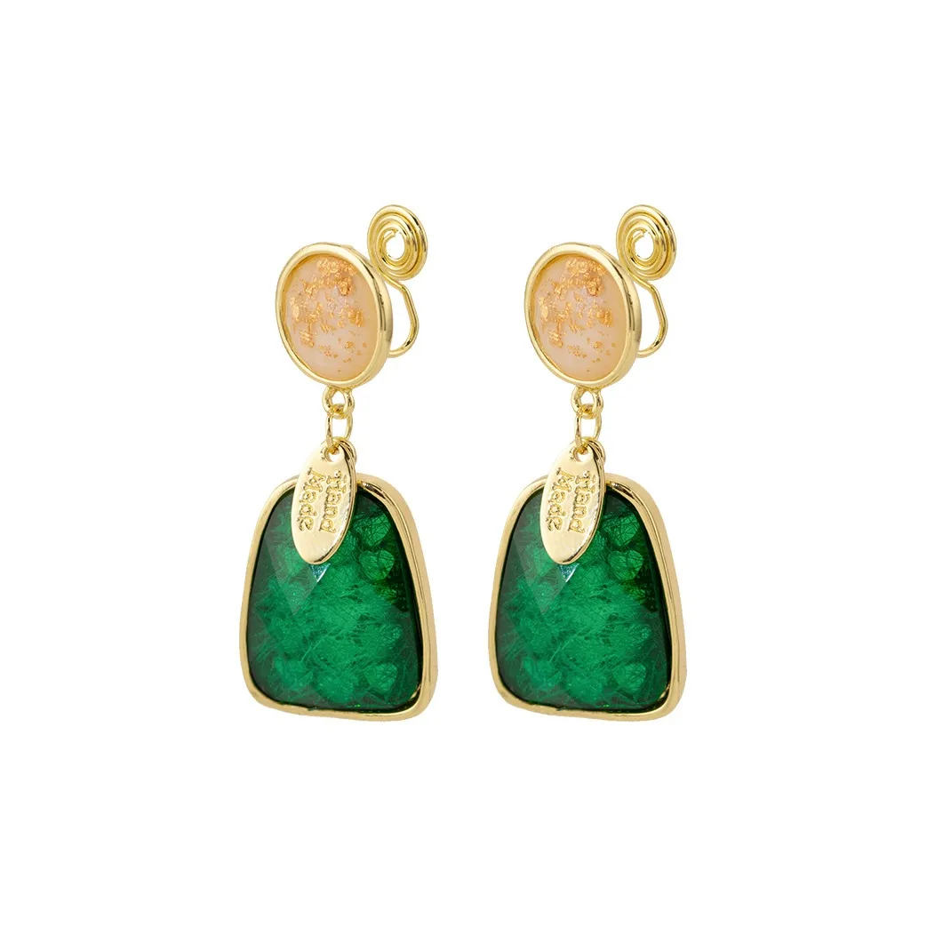 ZOKS Сплав Нижняя заколка On Серьги Женские Зеленый