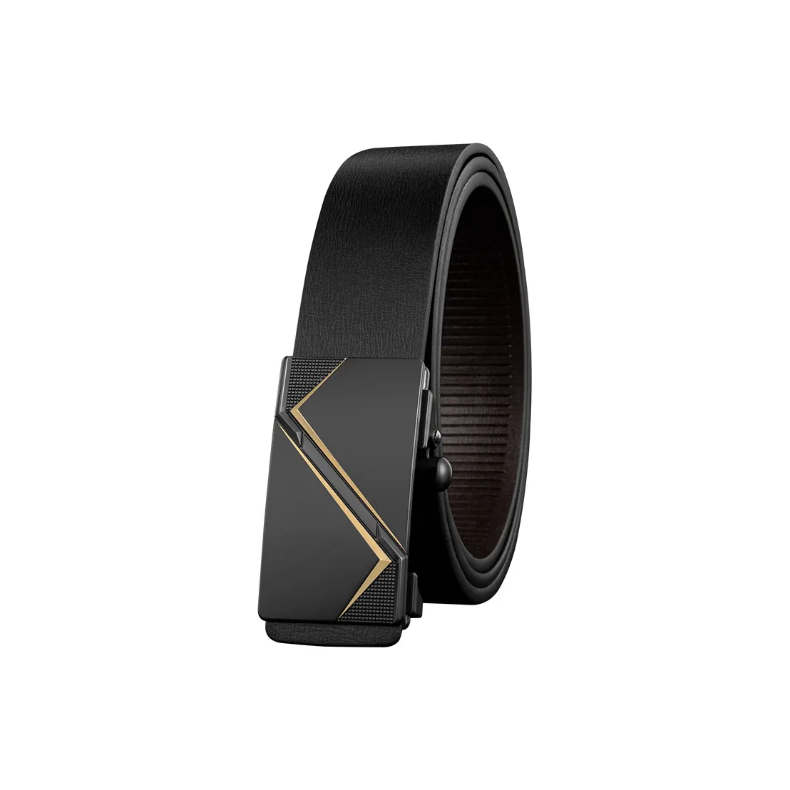 LUCKY LION Buttonless Automatic Buckle Business Casual For Middle Aged Men Cow Leather Belts Men's