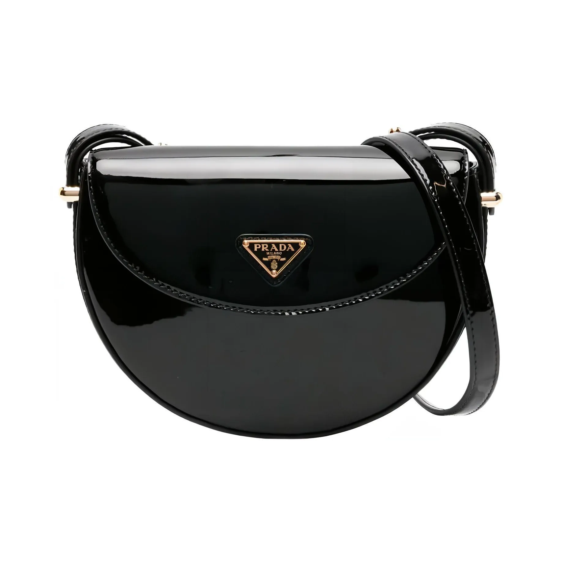 PRADA Patent Leather Crossbody Bag, Shoulder Bag Women's Black