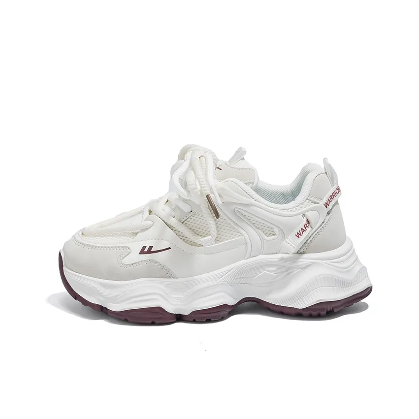 Warrior Low Top Chunky Sneakers Women's Beige Burgundy