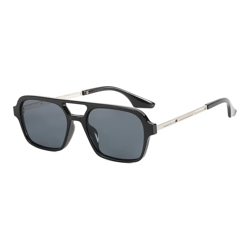 SOMAN Metal Aviator Sunglasses Unisex Black Gray Leopard Print Orange Transparent