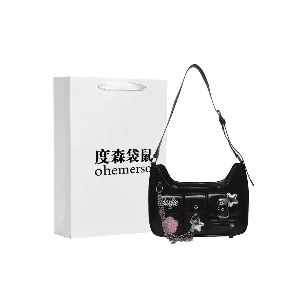 Dusen Kangaroo ПУ (полиуретан) Байкер Сумка Сумка через плечо Стандартная Женская Черная