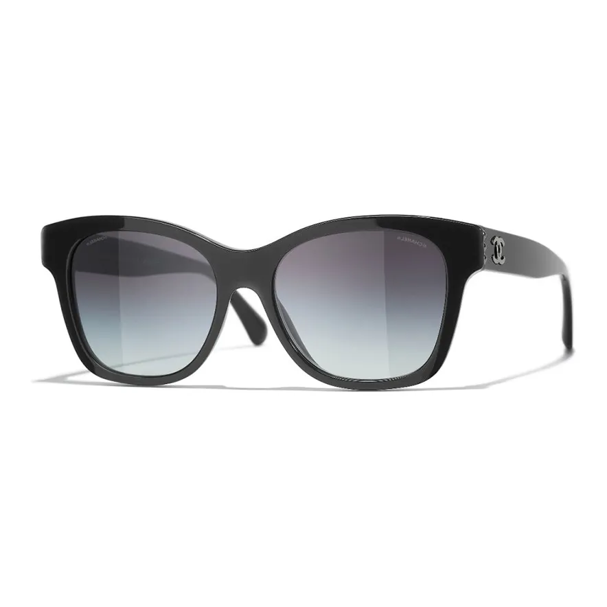 CHANEL Plate Frame Butterfly Sunglasses Unisex Black