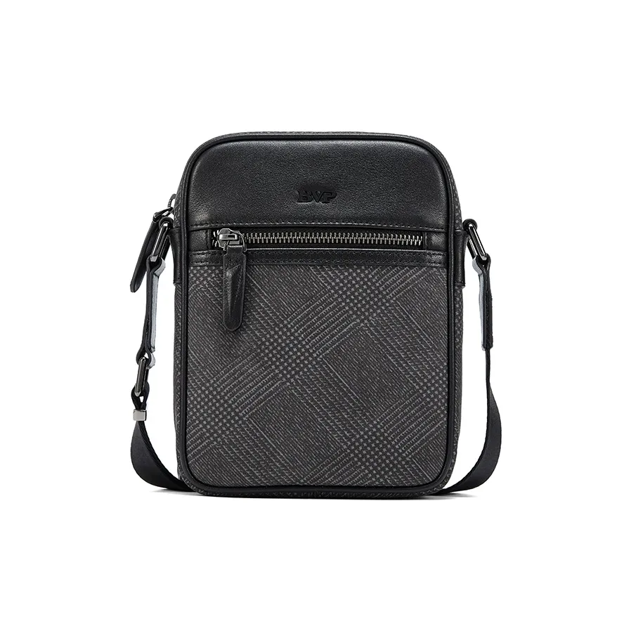 BVP Cow Leather Cell Phone Pouch Advanced Mini Backpack Small Size Men's Black