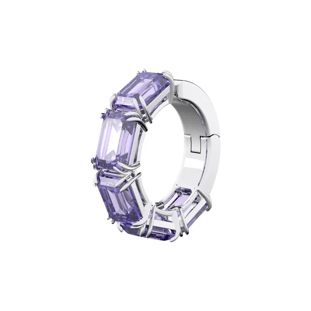 Swarovski Millenia Rhodium Plated Clip On Earrings Unisex Purple