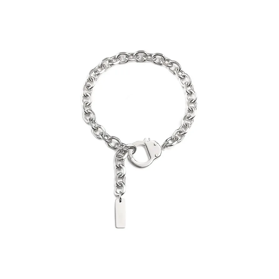 AKAK Титановый стальной браслет мужской серебряный