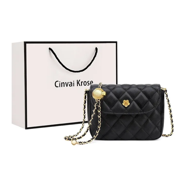 CinvaiKrose Сумка через плечо из коровьей кожи с микрофиброй маленькая квадратная сумка маленькая женская экрю черный