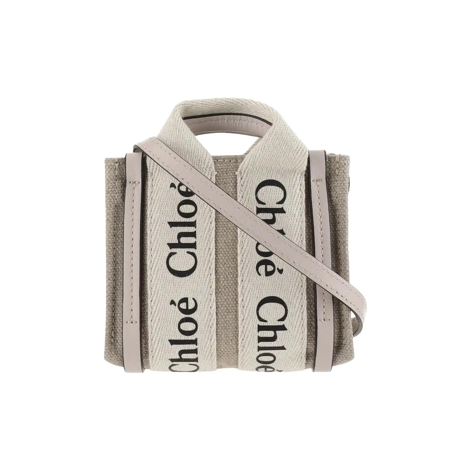 Chloe Canvas With Leather Canvas Bag Tote Bag Shopping Bag Shoulder Bag Crossbody Bag Handbag Nano Women's Beige & Pink