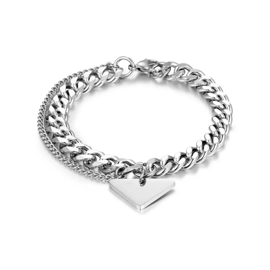 AKAK Титановый стальной браслет мужской серебряный