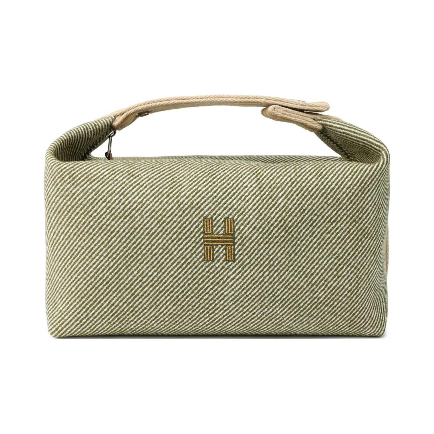HERMES Bride a Brac Cotton Storage Bag, Toiletry Bag Large Size Unisex Forest Green
