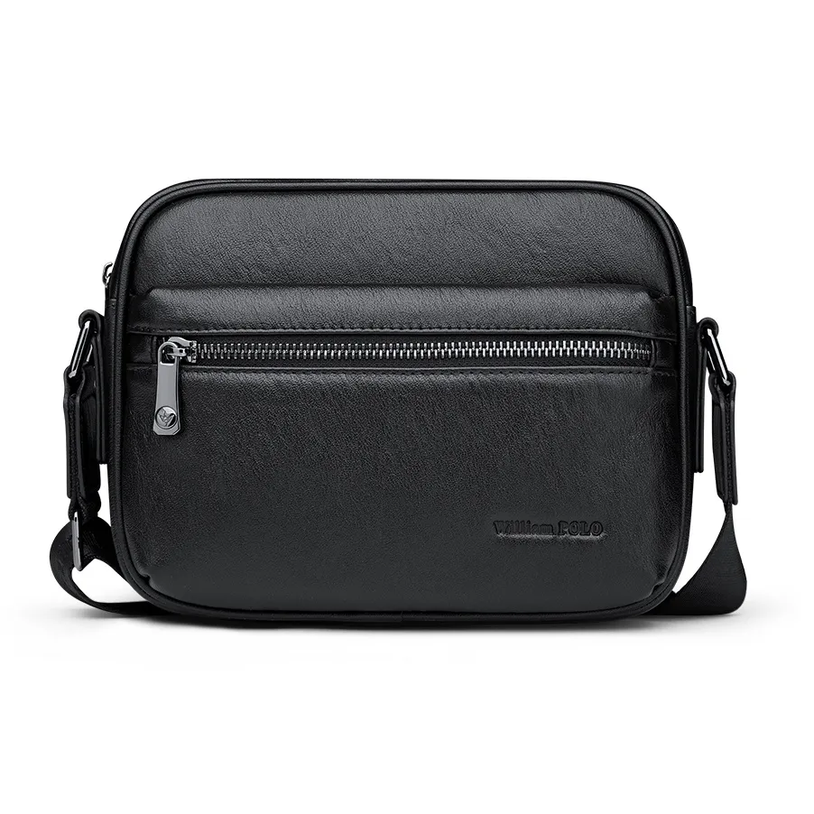 WilliamPOLO Сумка через плечо из коровьей кожи стандартная мужская черная