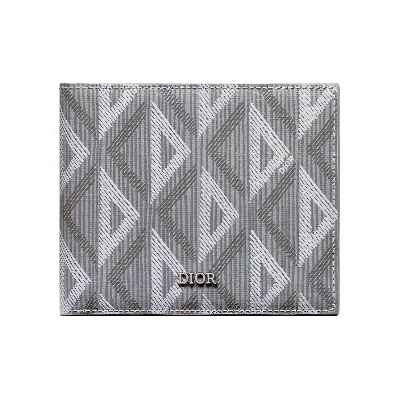 DIOR Smooth Cow Leather With Canvas Card Holder, Wallet Men's Gray