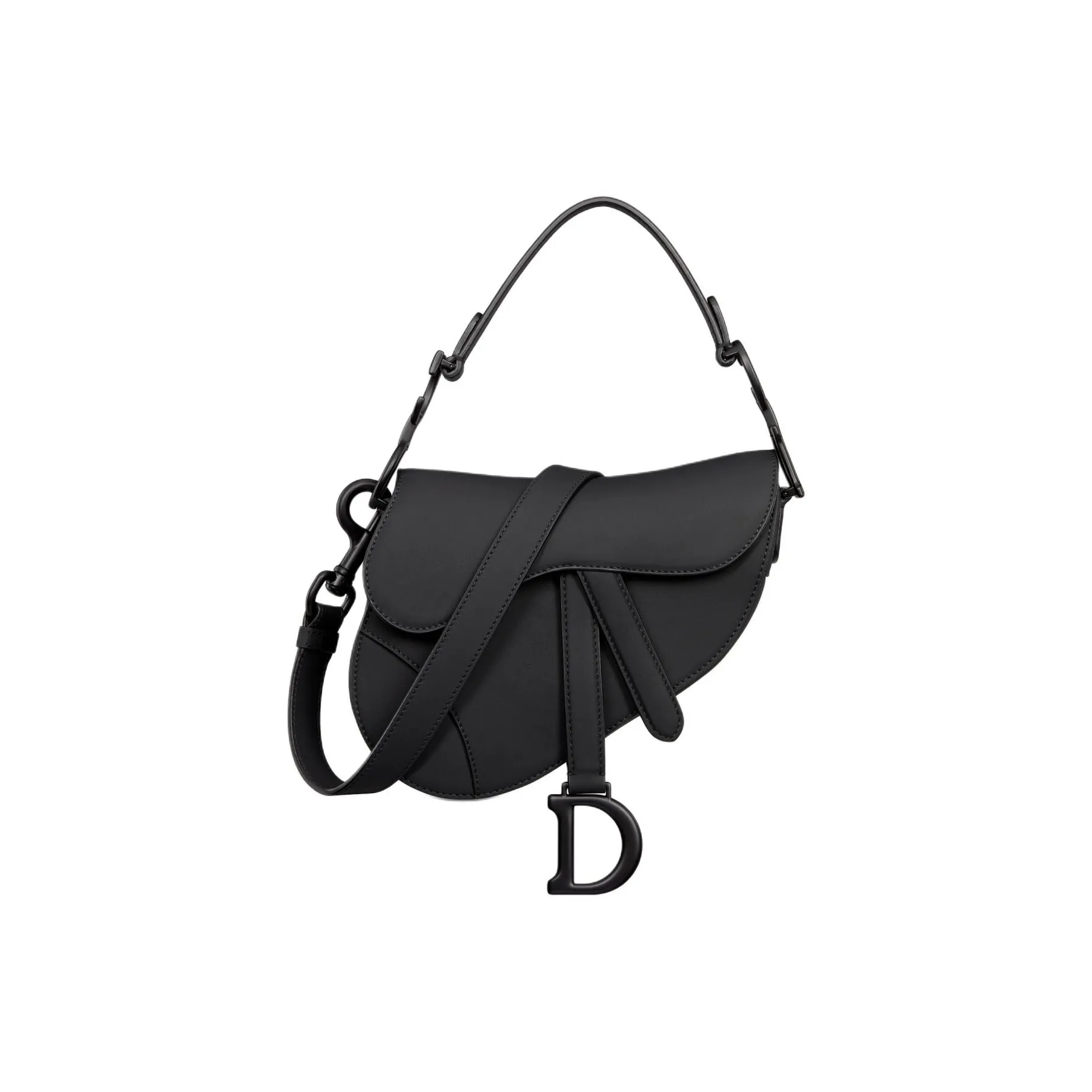 DIOR Ultra Matte Calfskin Saddle Bags One Shoulder Handbags Mini Women's Black