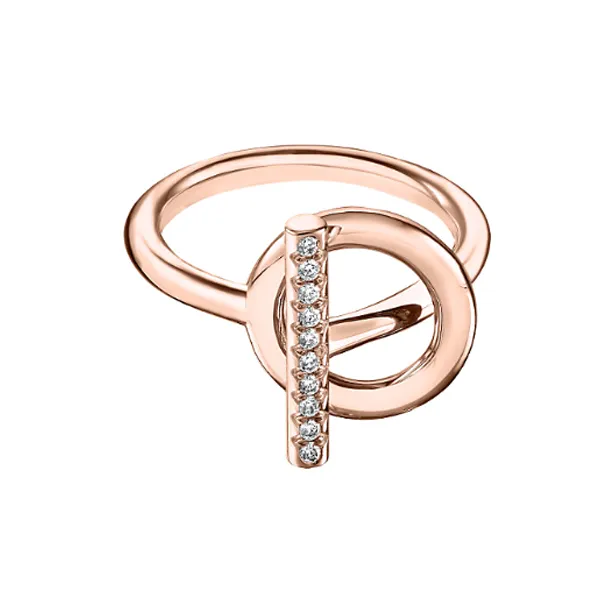 HERMES Echappee Karat Gold Rings Unisex Rose Gold