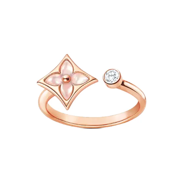 LOUIS VUITTON Color Blossom Mini Star Ring Pink Gold Pink Mother of Pearl And Diamond