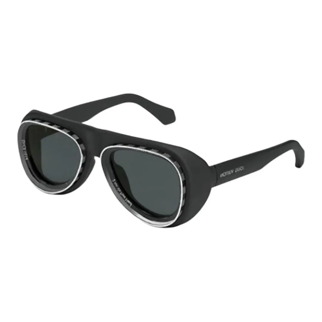 LOUIS VUITTON Metallic Nylon Irregular Shape Sunglasses Men's Black