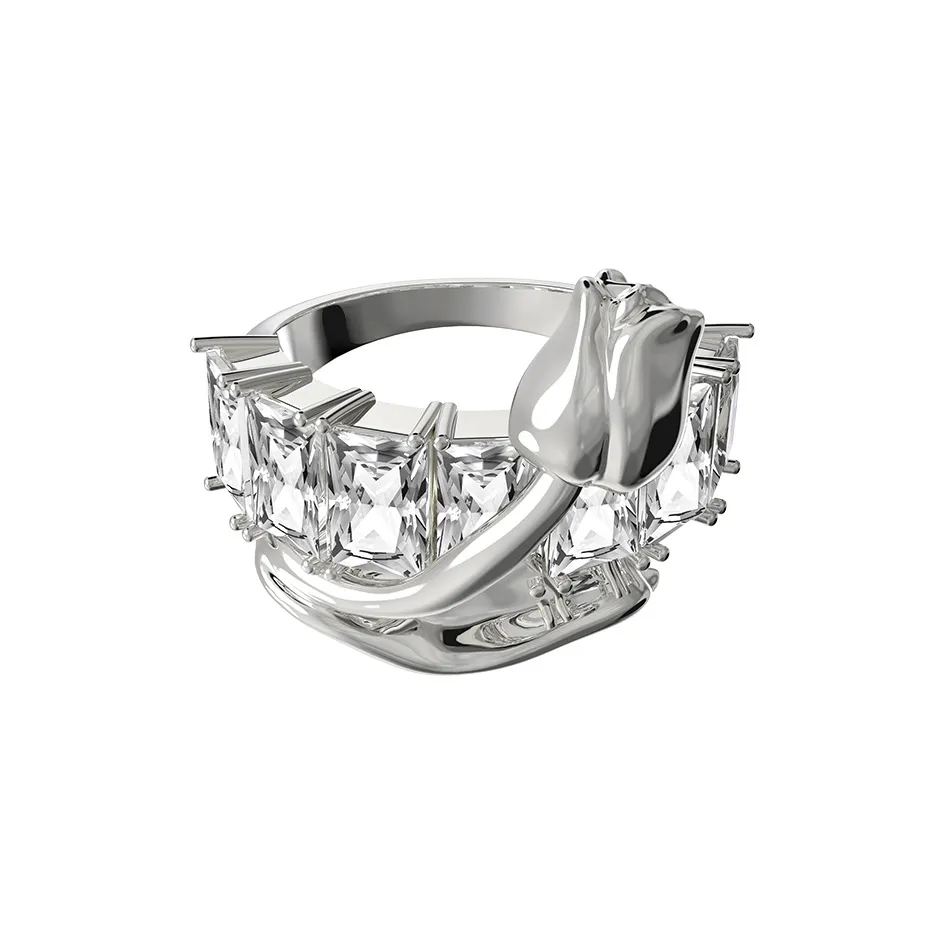 BOONEE Кольцо из меди с покрытием из белого золота женское