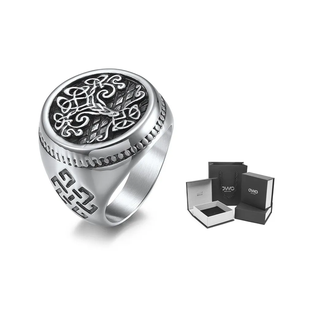 OWO Кольца из титаново-стальной сплавы мужские серебристо-черные