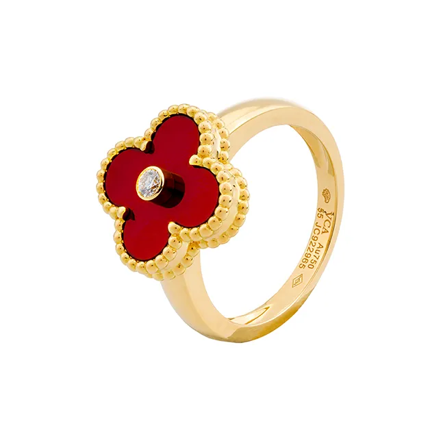 Van Cleef 
Arpels 2010s 18K Yellow Gold Alhambra Diamond Ring