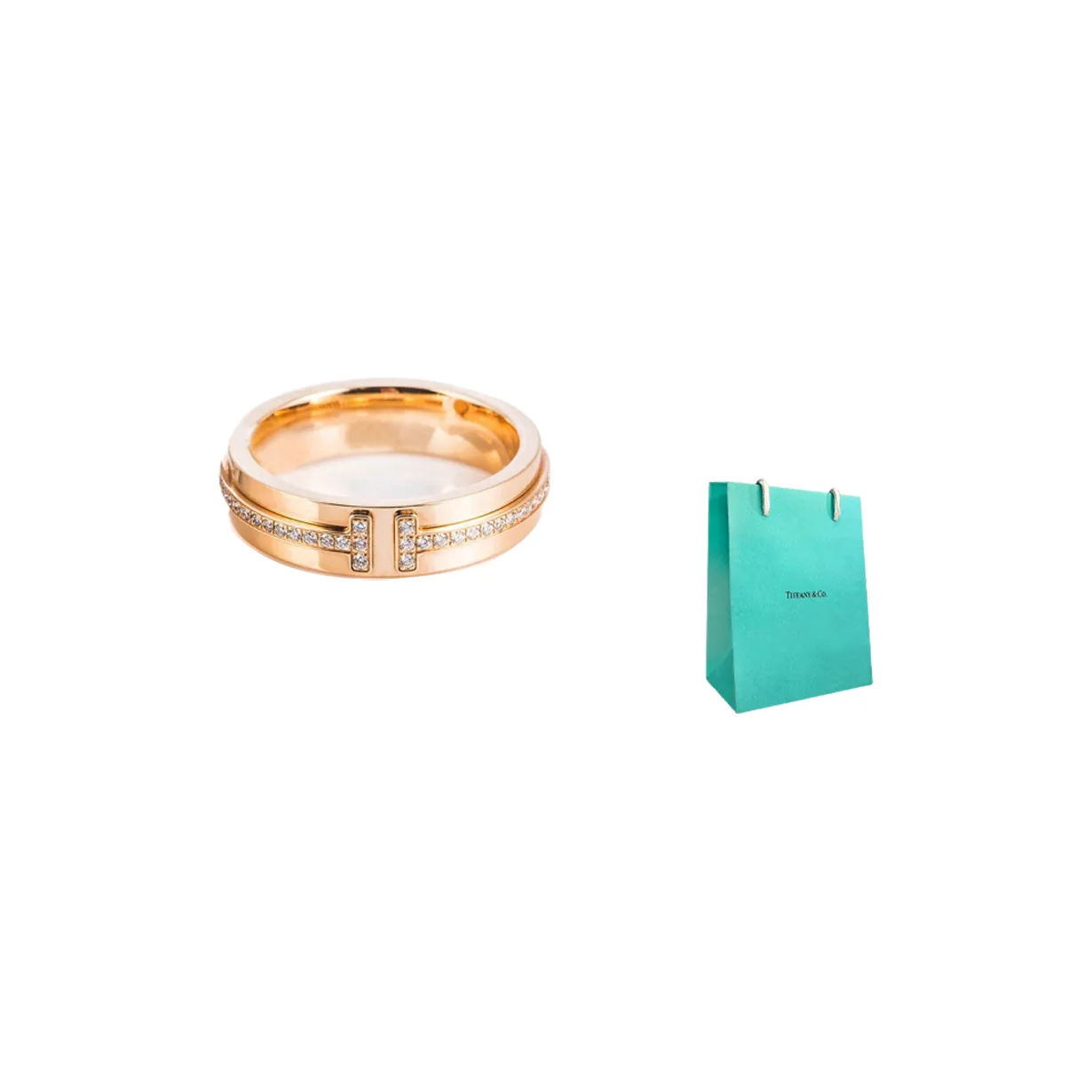 TIFFANY & CO. T Series Rings Unisex Rose Gold Shopping Bag