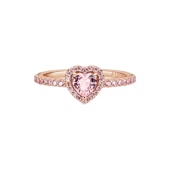 Pandora Copper Silver Alloy Synthetic Cubic Zirconia Rings Women's Pink