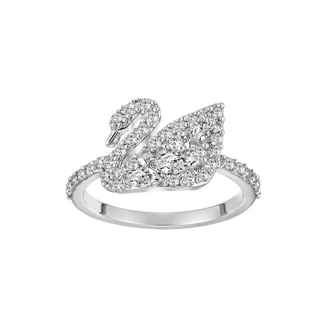 Swarovski ICONIC SWAN Rhodium Plated Rings Women's