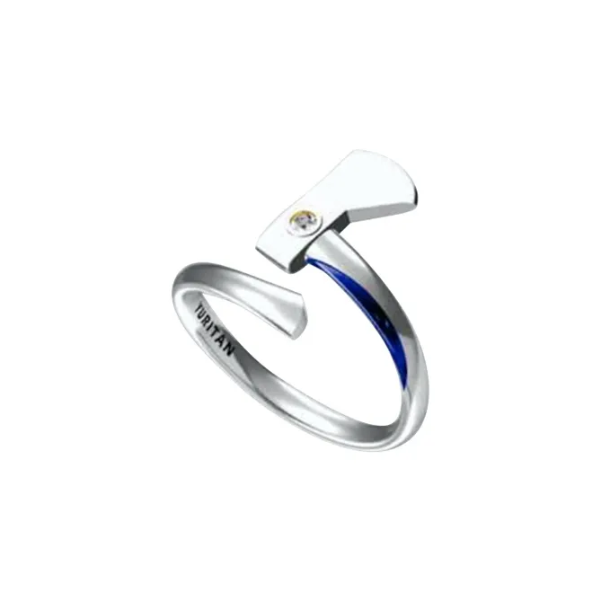 YURITAN Кольца Серебряные + Синие Унисекс