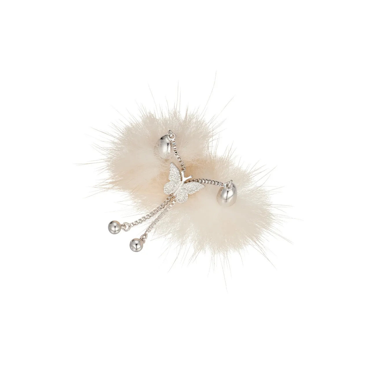 STUGAZI White Gold Plated Copper Mink Fur Rings Unisex Silver Coffee