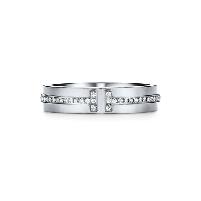 TIFFANY & CO. Pre Owned 2010s 18K White Gold Narrow Diamond Ring