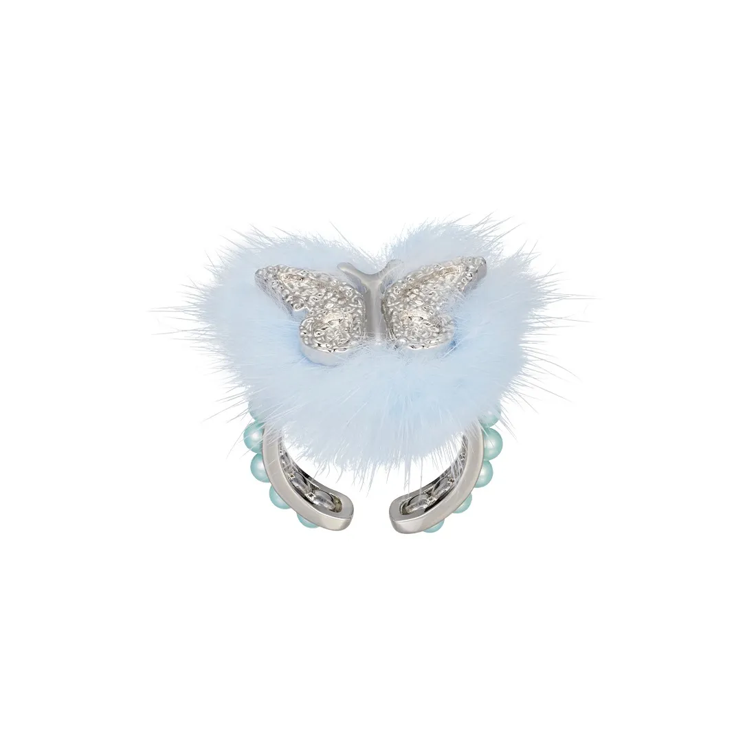 STUGAZI White Gold Plated Copper Shell Pearl Rings Unisex Light Blue