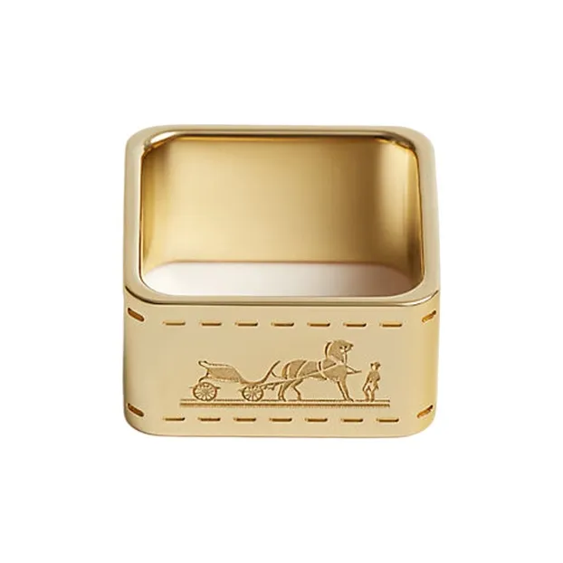 HERMES Bolduc Brass Rings Unisex Gold