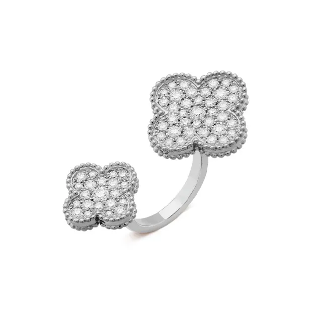 Van Cleef 
Arpels 18K White Gold Finger Ring Women
s Silver