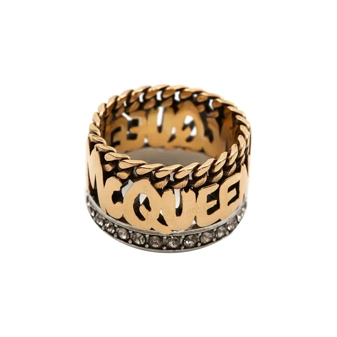 Alexander McQueen Graffiti Embellished Ring