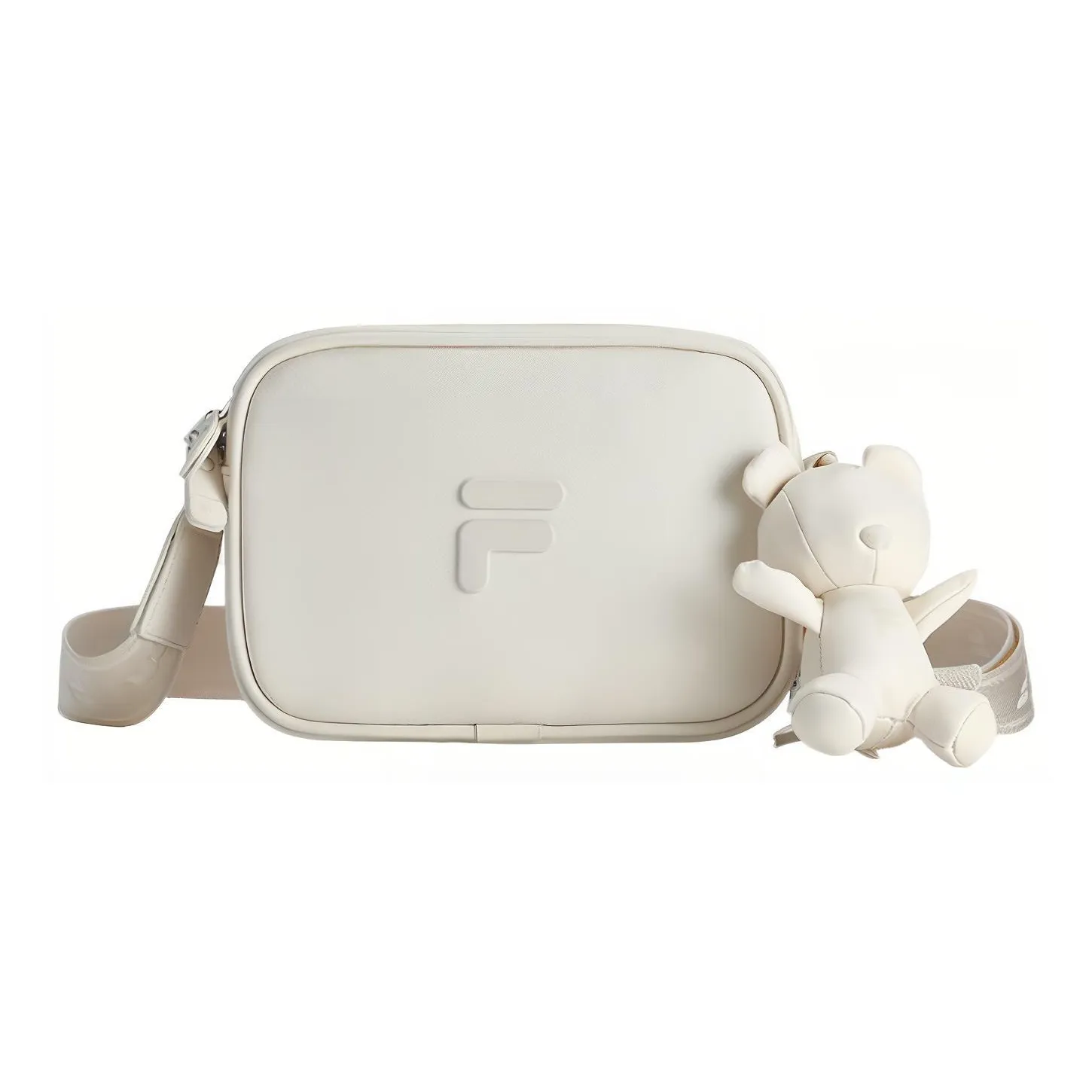 FILA FUSION Polyurethane Bonded Synthetic Leather Camera Bags Shoulder Bag Crossbody Bag Extra Small Unisex Steam White