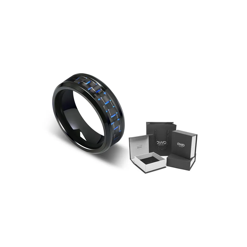 OWO Кольца из титанового стального сплава мужские серебристо-синие золотые
