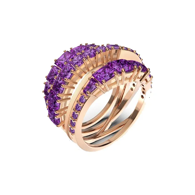 Swarovski Twist Rings Women's Rose Gold/Purple