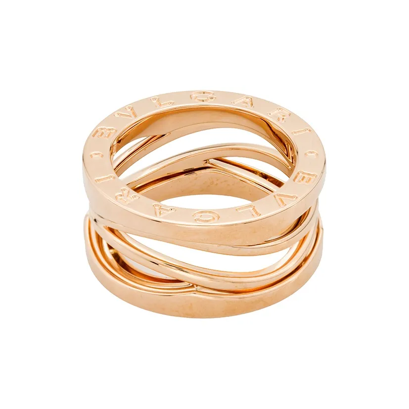 BVLGARI Pre Owned 2010s 18K Rose Gold Design Legend Ring