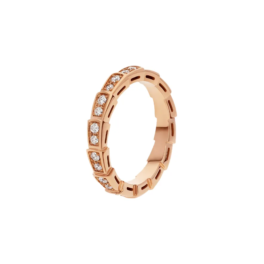 BVLGARI Pre Owned 10's 18kt Rose Gold Serpenti Viper Diamond Ring