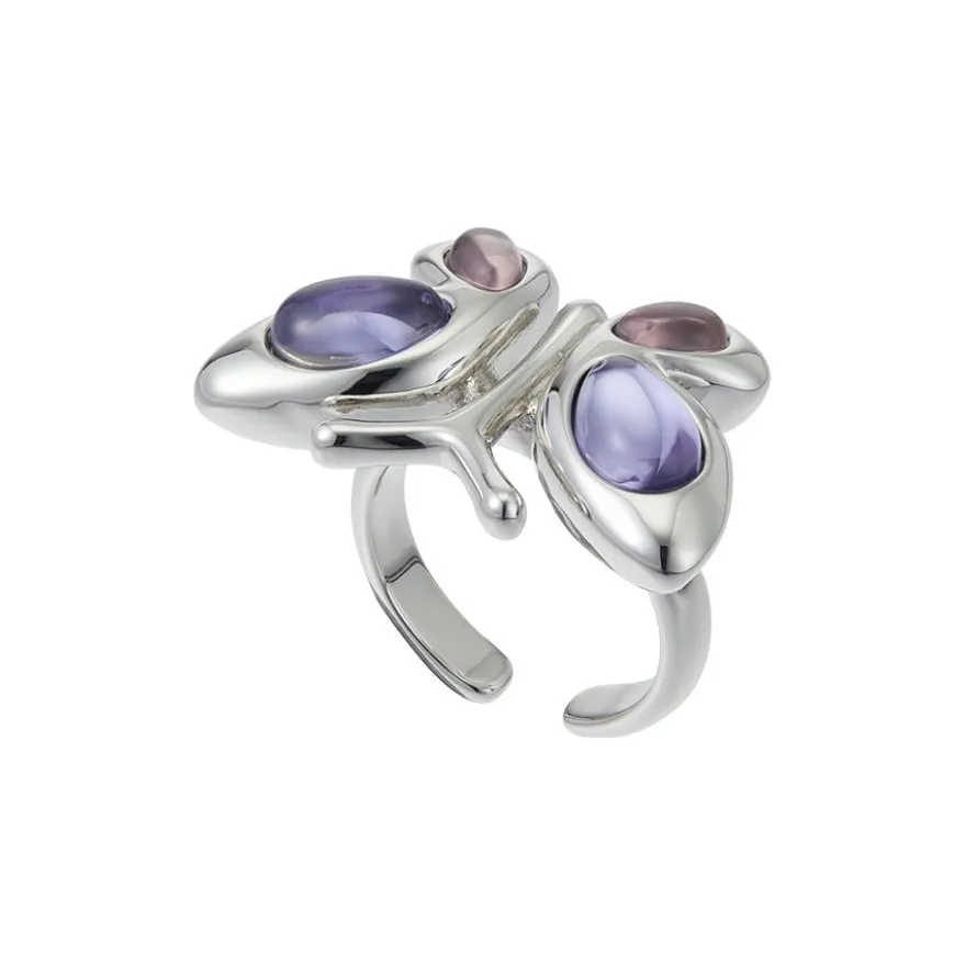 STUGAZI Floating Butterfly Series White Gold-Plated Copper Rings Unisex