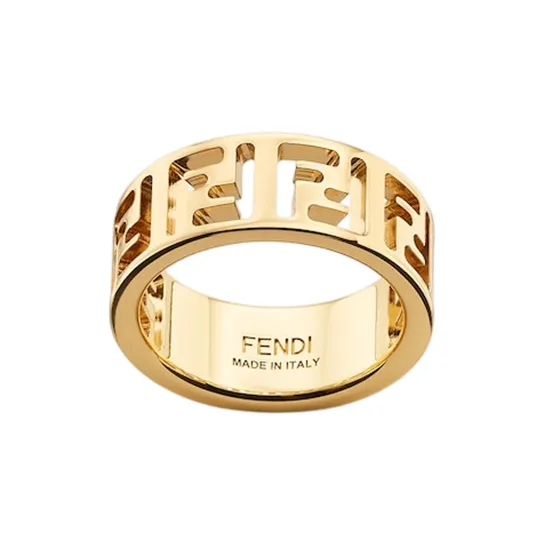 FENDI Gold Plated Metal, Bronze Rings Women's Gold