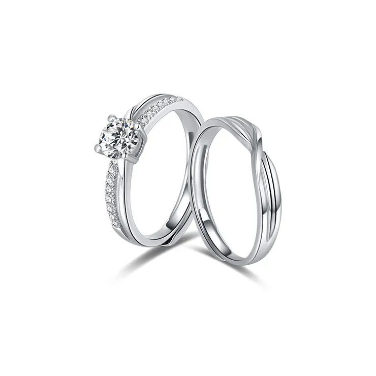 FANCI S925 Silver Set With Gemstones Ring Pair Unisex
