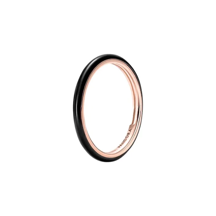 Pandora Rose Gold Plated Rings Unisex Black