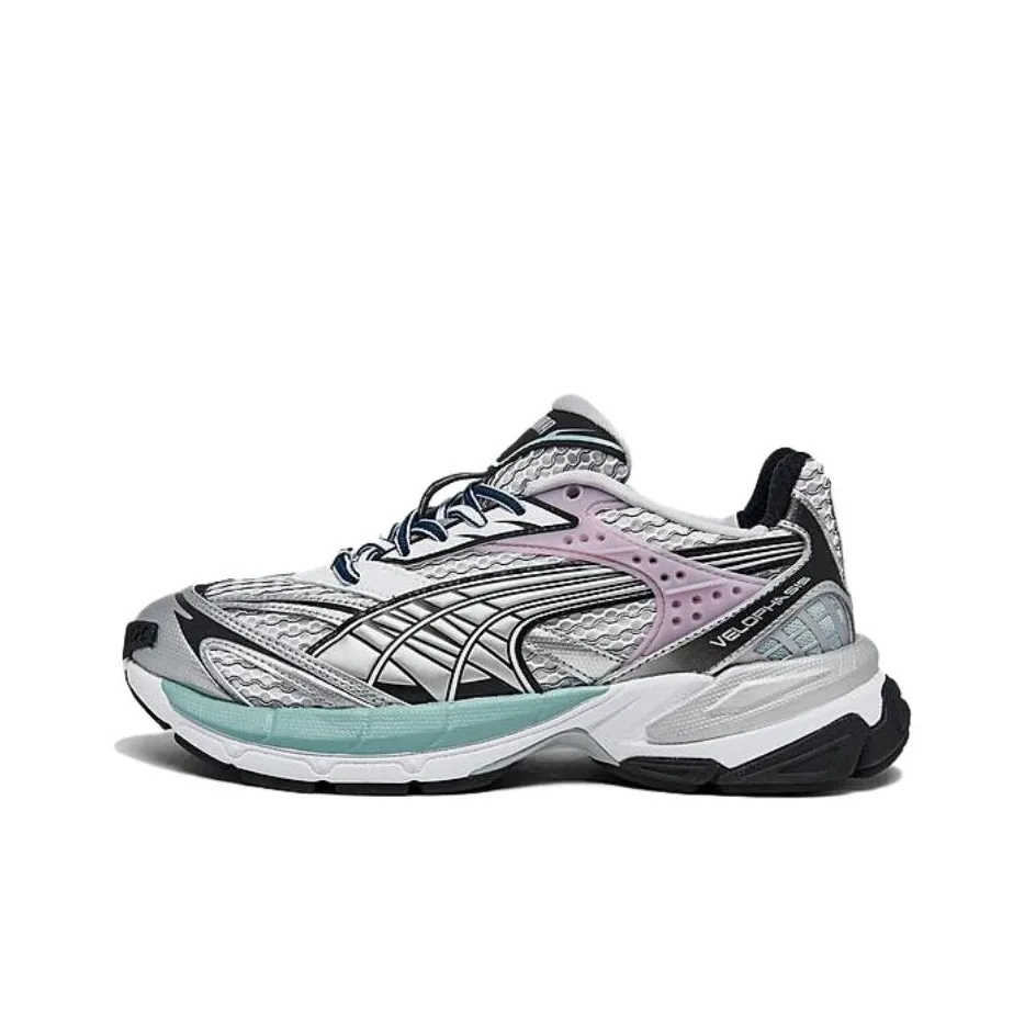 PUMA Velophasis Technisch Low Top Casual Shoes Women's Gray Pink Blue
