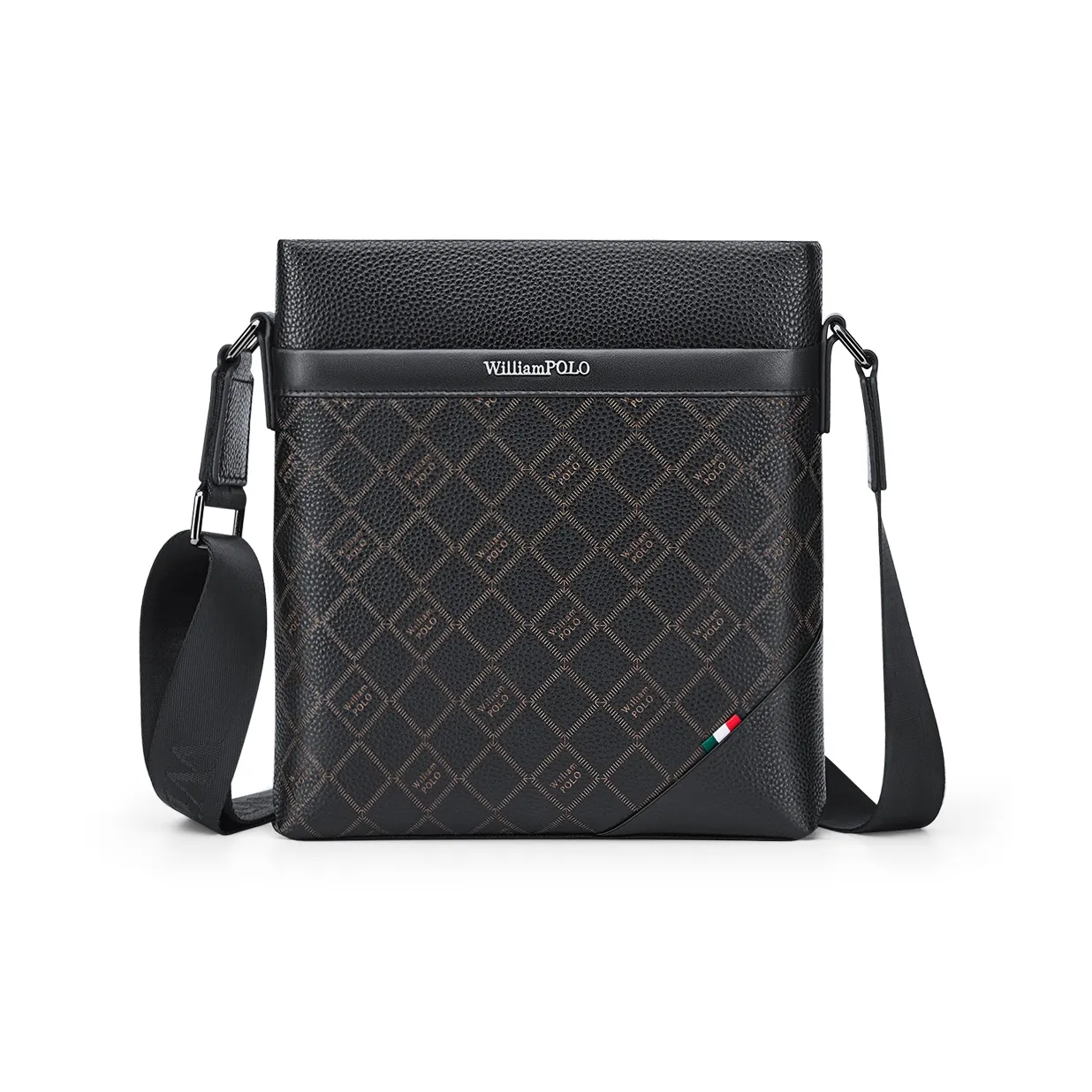 WilliamPOLO Сумка через плечо из натуральной коровьей кожи Мужская Темно-синяя